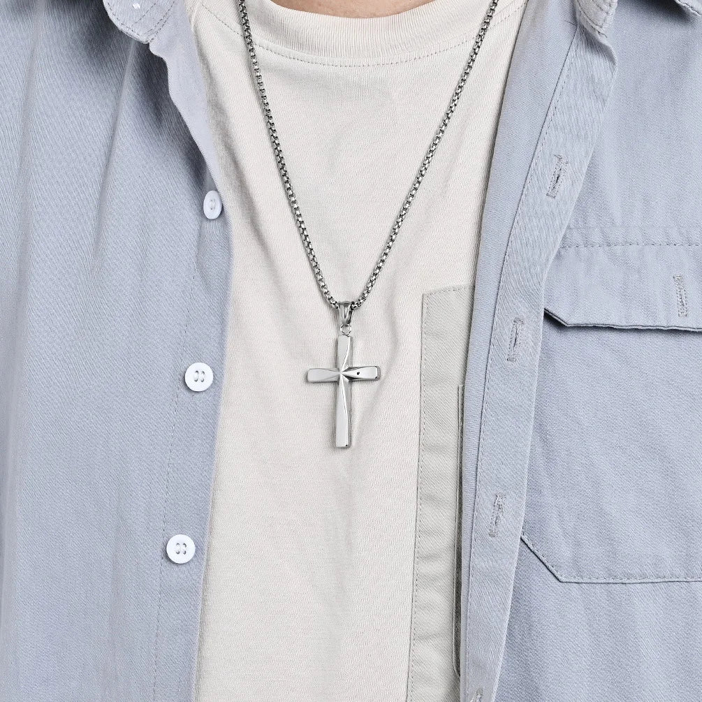 Cross Pendant Necklace - Or Blanc