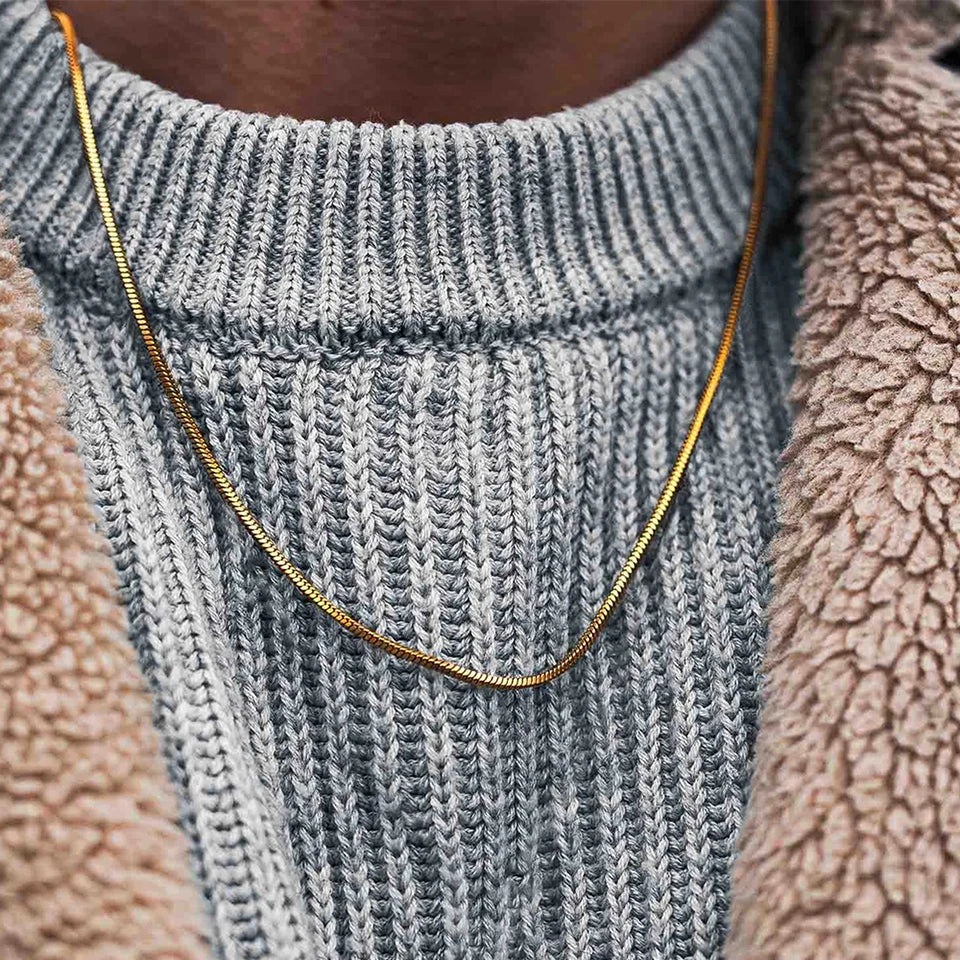Serpent Square Chain Necklace - Or