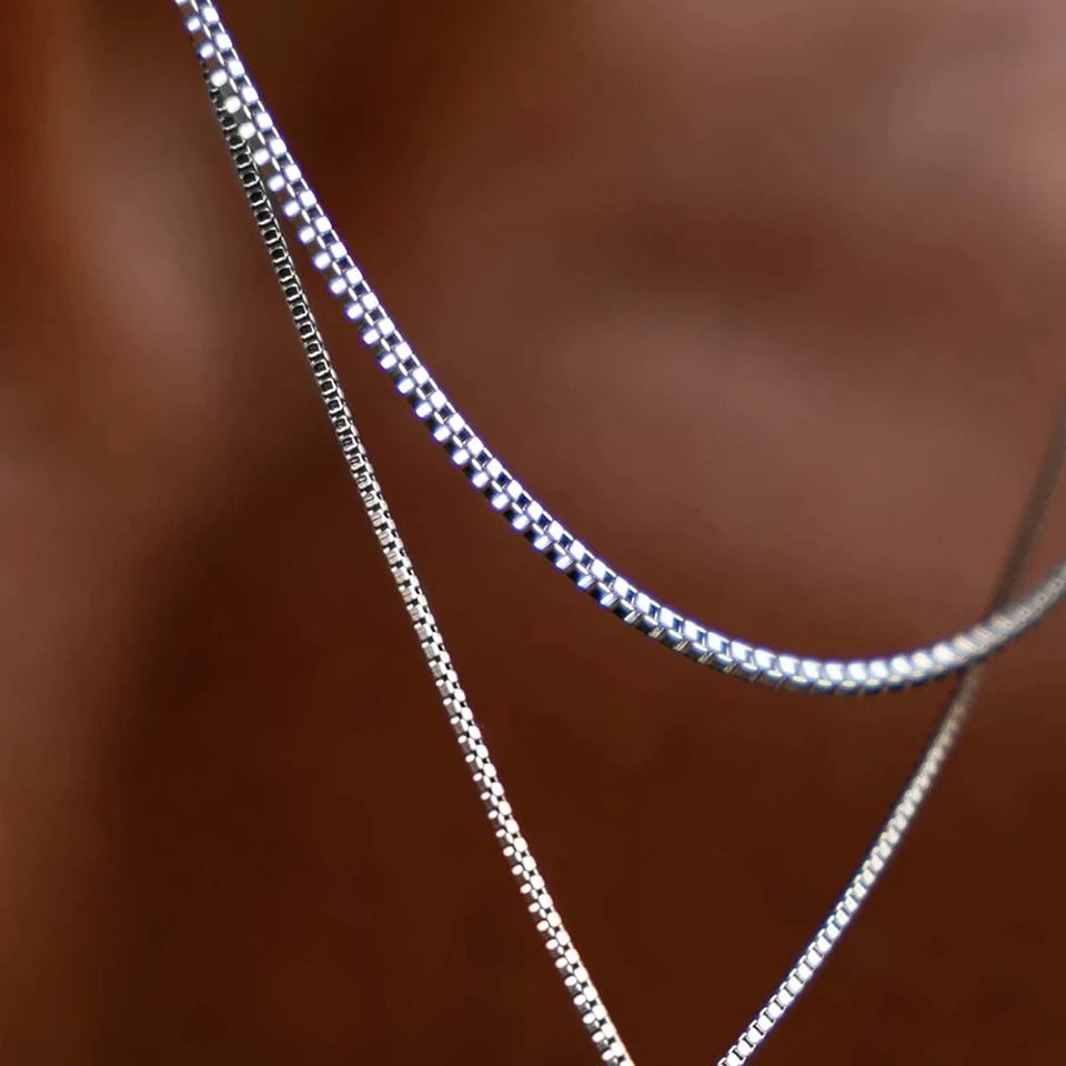 Carré Square Chain Necklace - Or Blanc