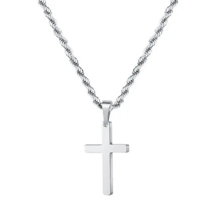 Corde Cross Necklace - Or Blanc