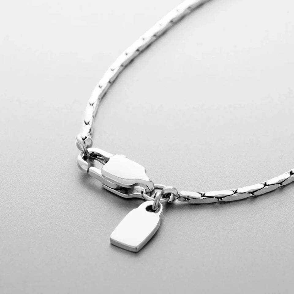 Royale Square Chain Necklace - Or Blanc