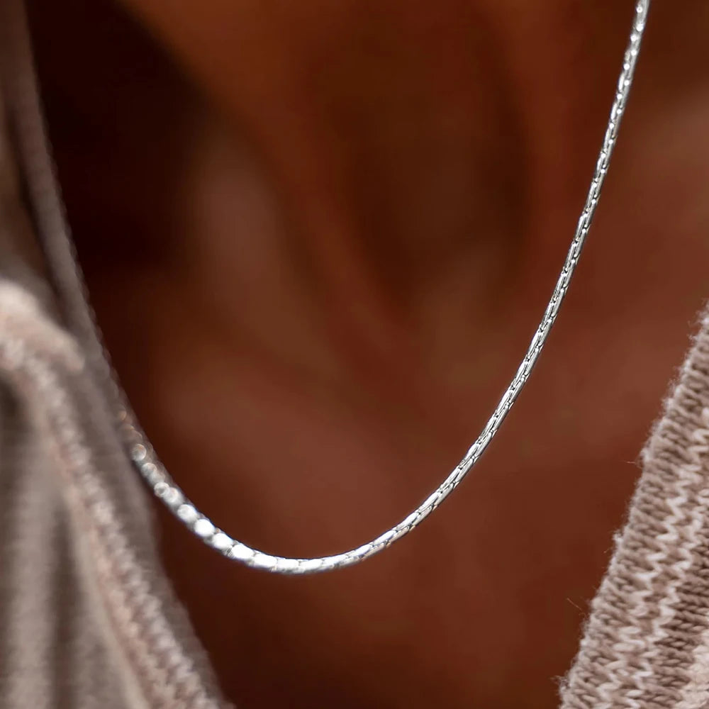 Royale Square Chain Necklace - Or Blanc