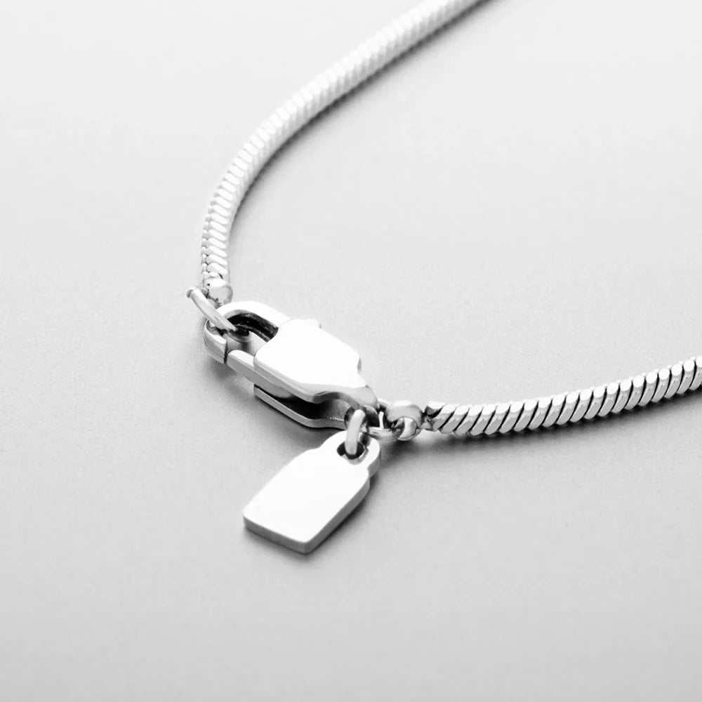 Serpent Square Chain Necklace - Or Blanc