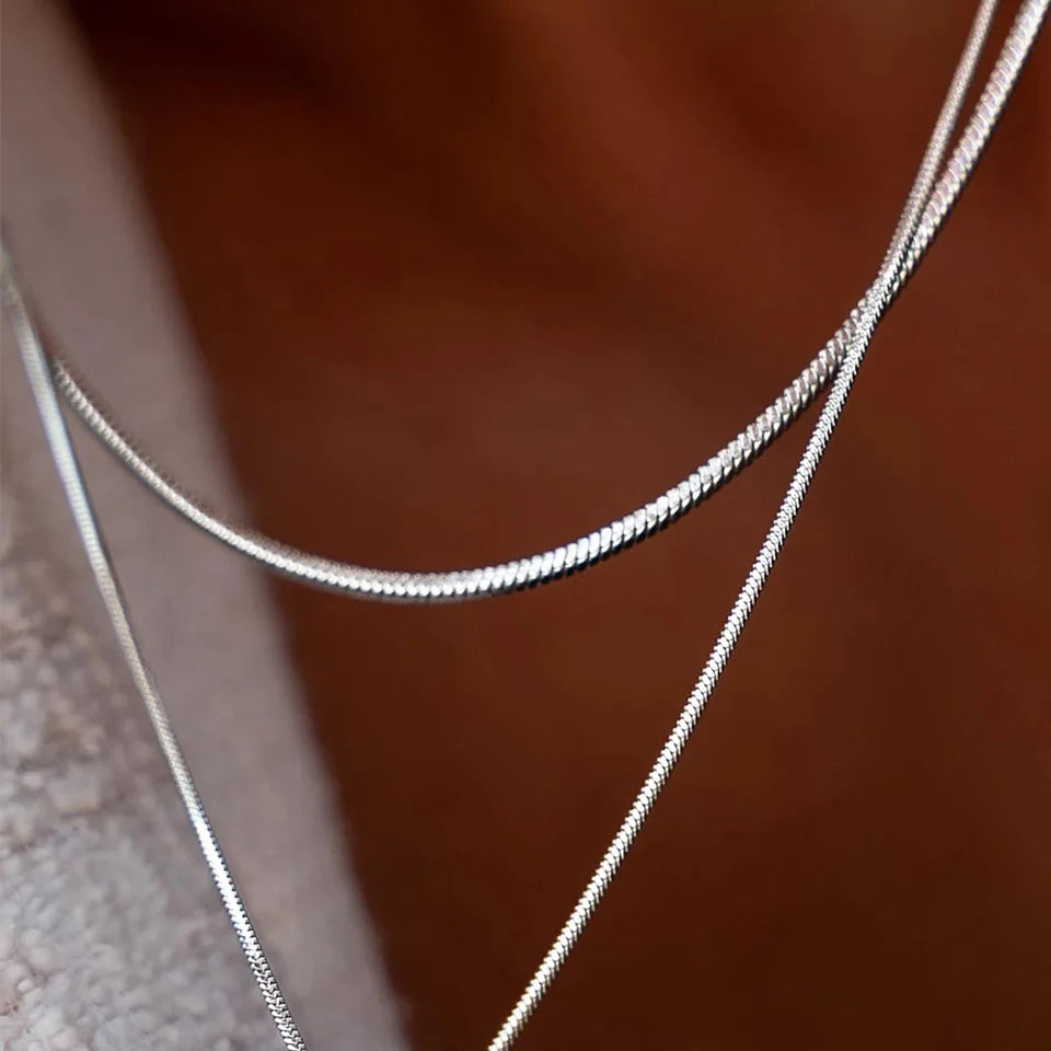 Serpent Square Chain Necklace - Or Blanc