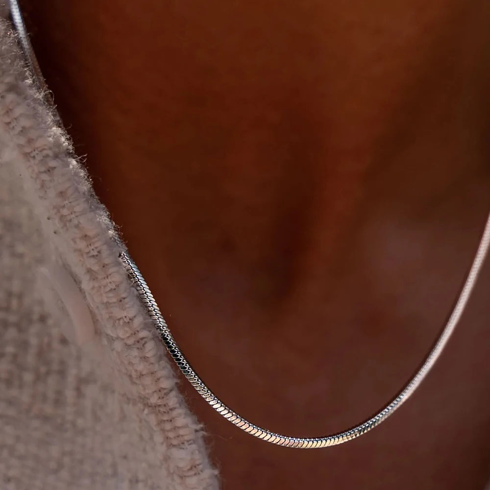 Serpent Square Chain Necklace - Or Blanc