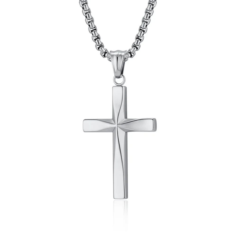 Cross Pendant Necklace - Or Blanc