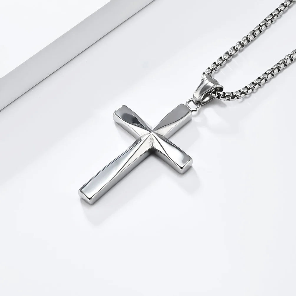 Cross Pendant Necklace - Or Blanc