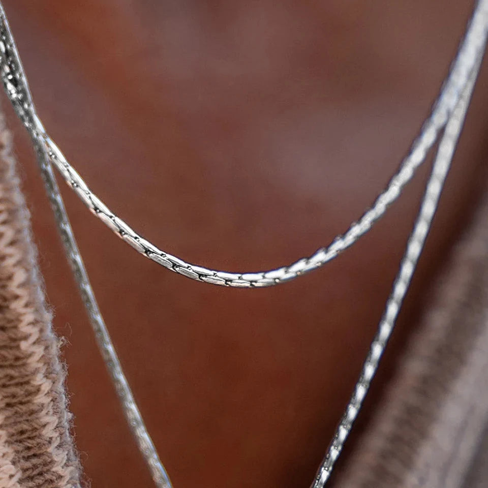 Royale Square Chain Necklace - Or Blanc
