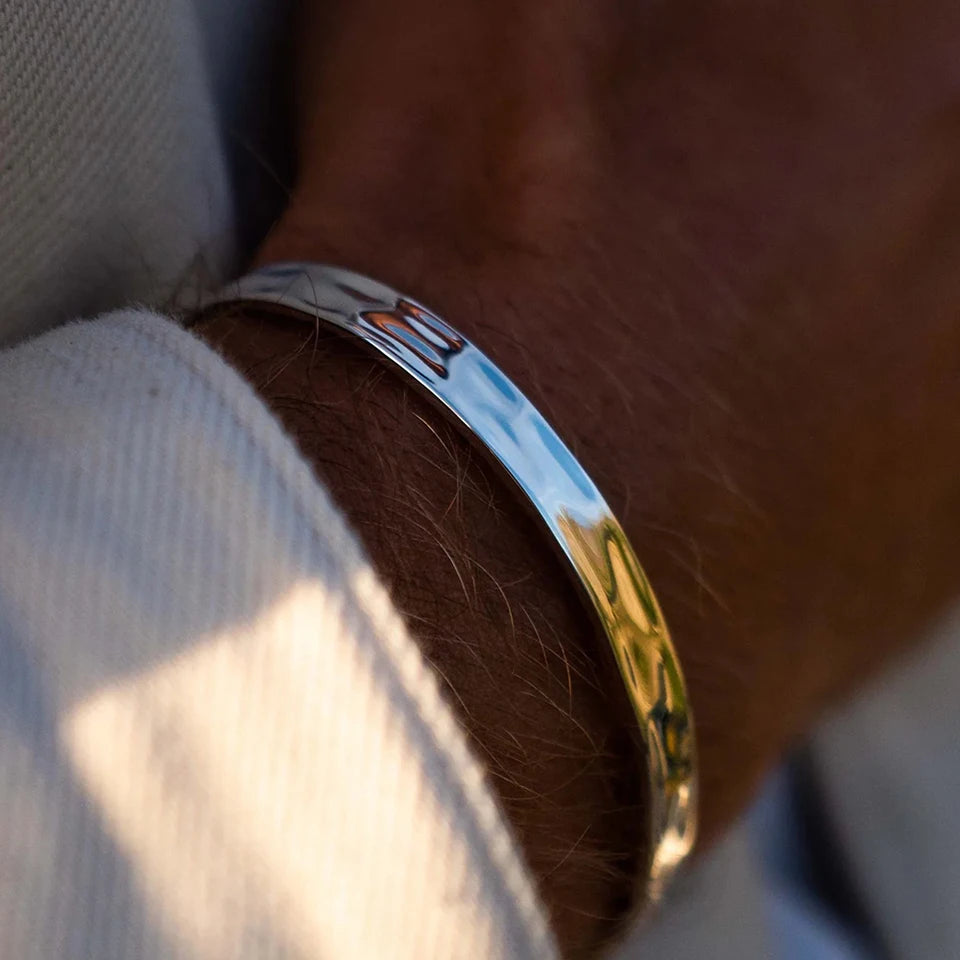 C Shape Bangle - Or Blanc