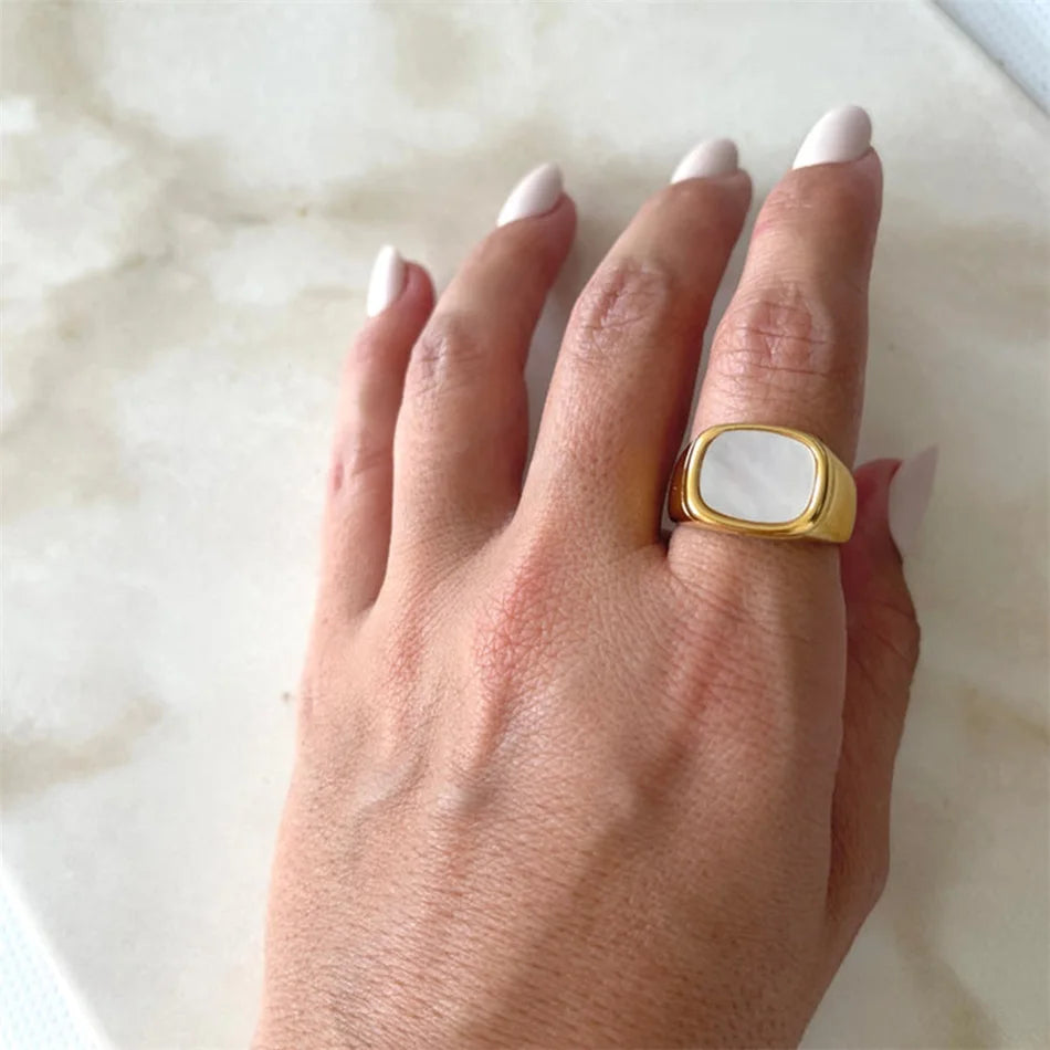 Black S Ring - Or Blanc