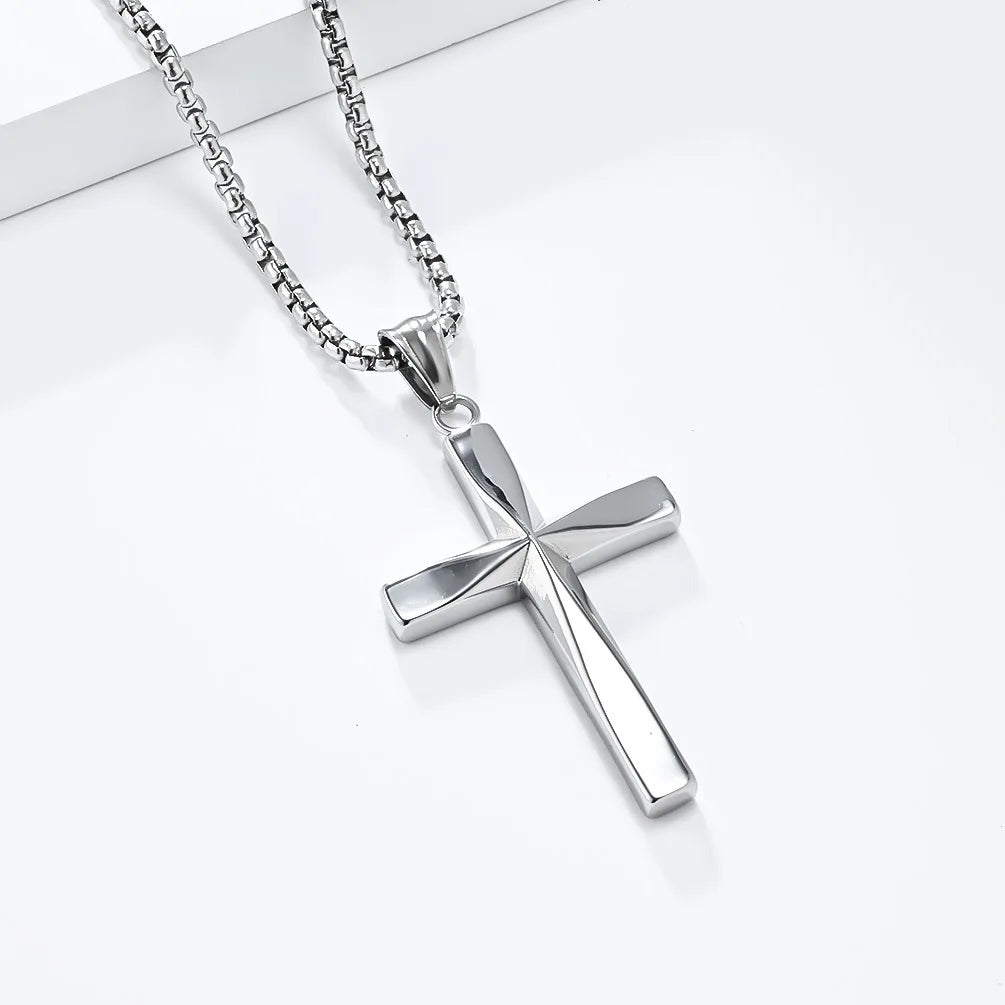 Cross Pendant Necklace - Or Blanc