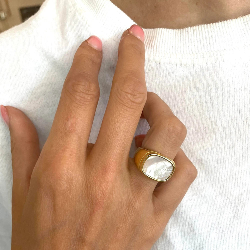Shell Ring - Or Blanc