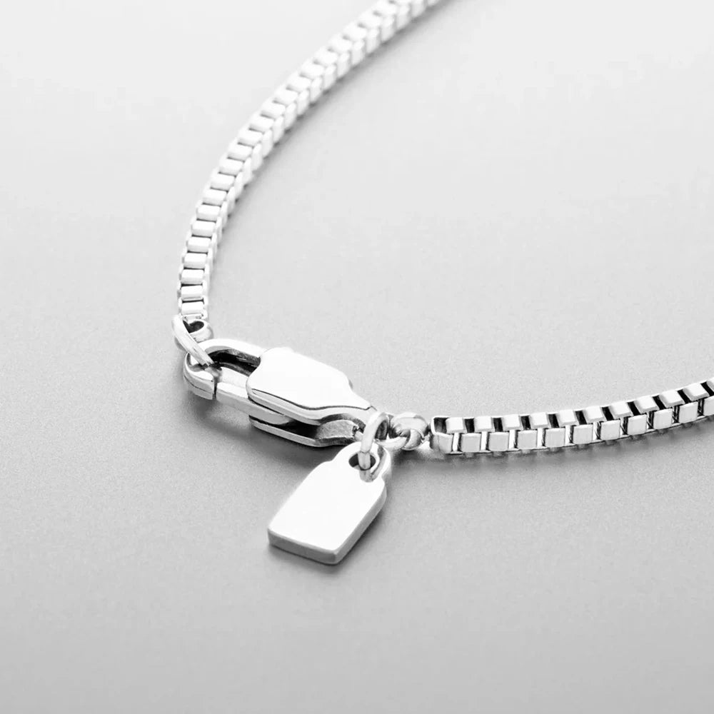 Carré Square Chain Necklace - Or Blanc