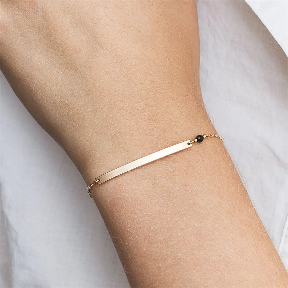 Bar Bracelet - Or Blanc